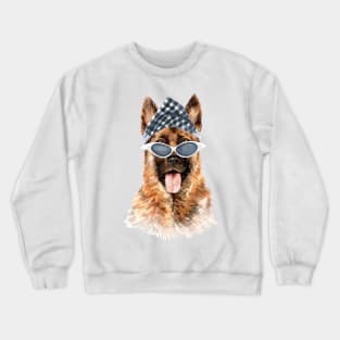 German shepherd plaid scarf hand drawn Crewneck Sweatshirt